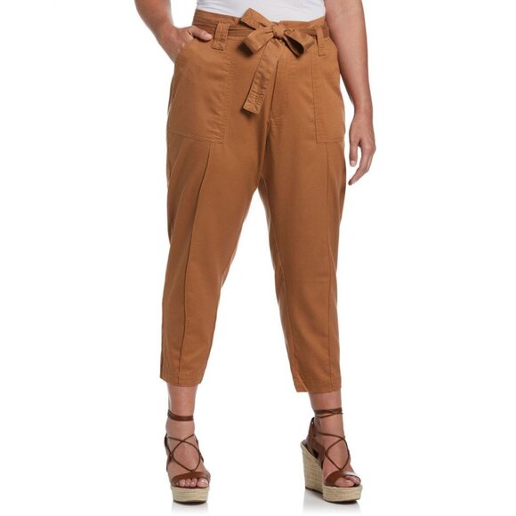 NWT Ella Rafaella Pants with Removable Tie Belt LRBMC006R2 1X Chipmunk Brown - Picture 1 of 6